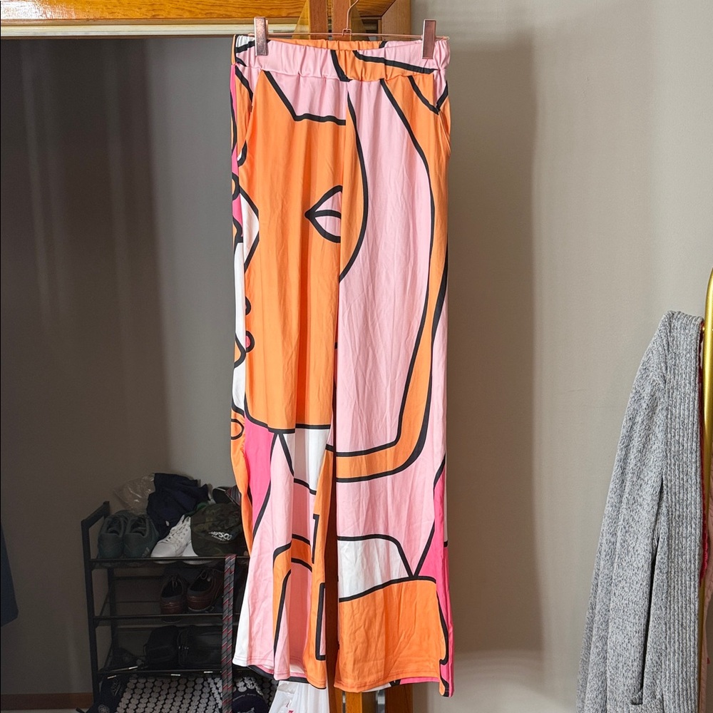 Colorful Graphic Wide-Leg Pants